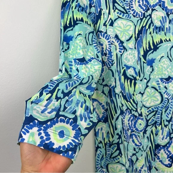 Lilly Pulitzer pima cotton 3/4 sleeve Marlowe dress Women's size S indigo sunset - Picture 7 of 14